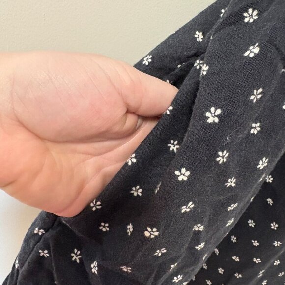 American Eagle Black with White Flowers Linen Blend Sleeveless Tank Summer Dress - Picture 6 of 10